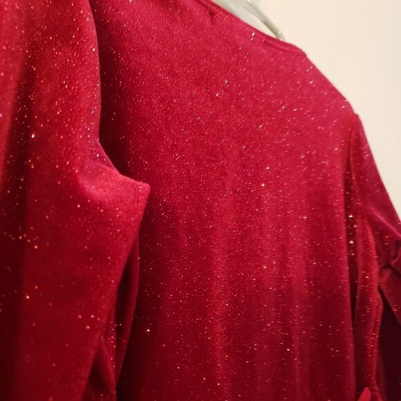 SPEECHLESS RED VELVET SPARKLE DRESS CHRISTMAS SIZE SMALL SIZE 7 - Picture 5 of 6